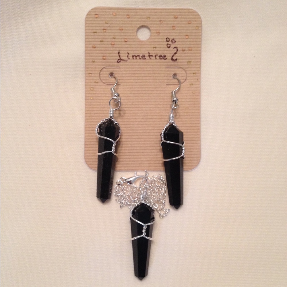 Genuine Obsidian Earring/Necklace Gemstone Set